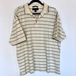 Greg Norman Mens Polo Shirt XL Ivory Black Short Sleeve Golf